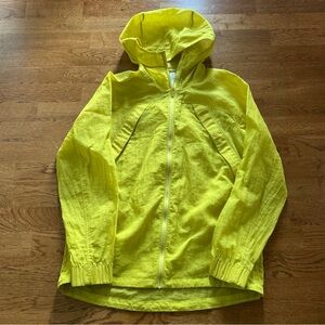 lululemon clear intention jacket soleil yellow windbreaker rain water hood 6 zip